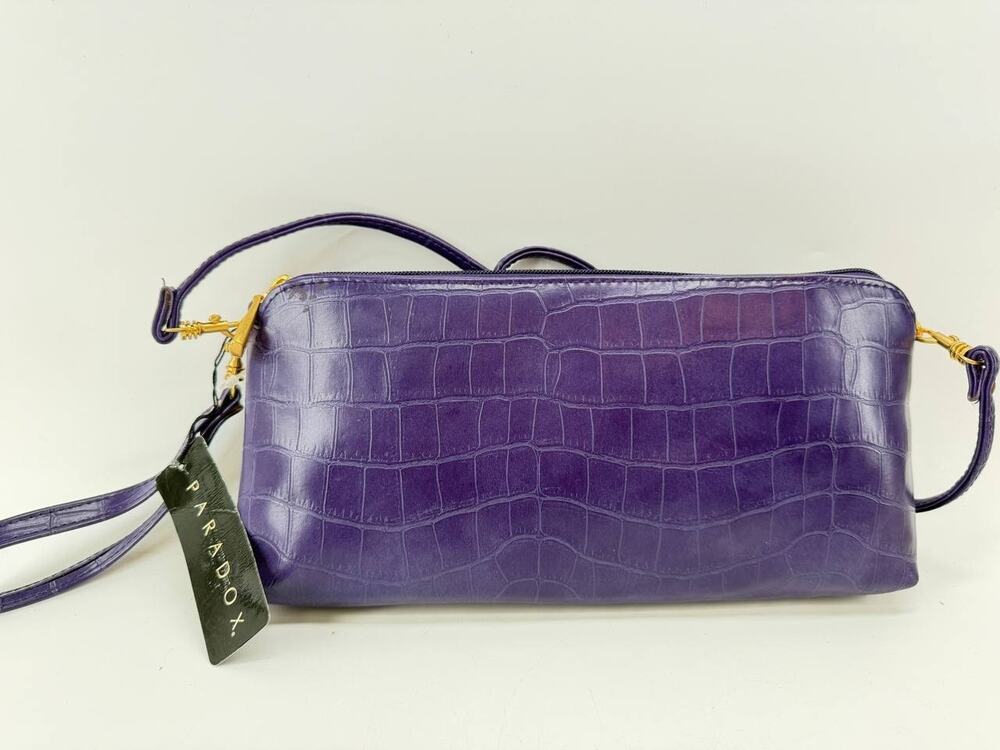 Paradox Purple Croc Embossed Crossbody Shoulder Bag Faux Leather Women's